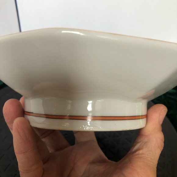Octangonal Pedestal Bowl Orange Black Gold Made in Japan Hand Painted Andrea - Picture 7 of 10